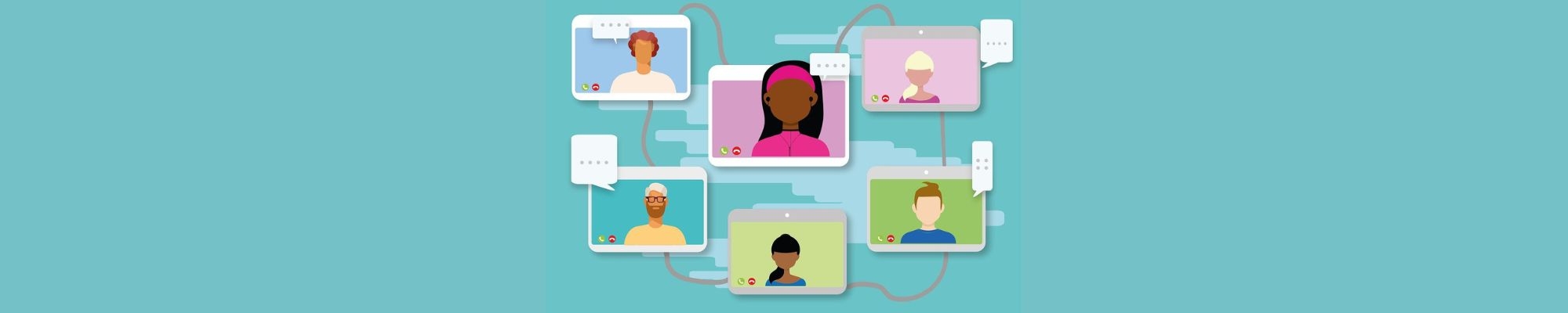 Faces on computer screen