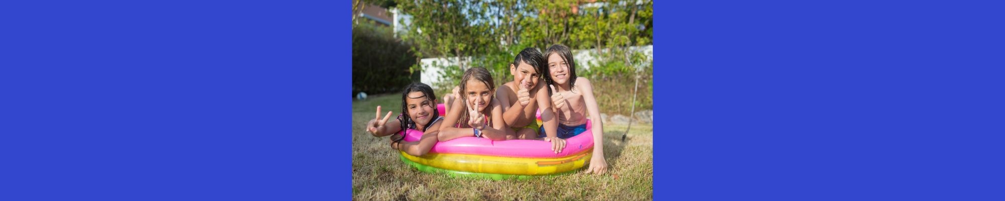 Children in kiddie pool