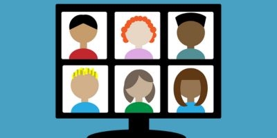 Computer screen with faces on it
